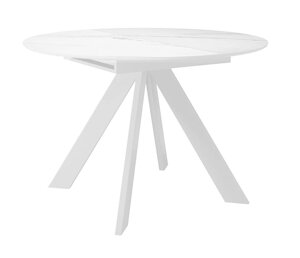 Стол DikLine SKC110 d1100 Керамика Белый мрамор/подстолье белое/опоры белые