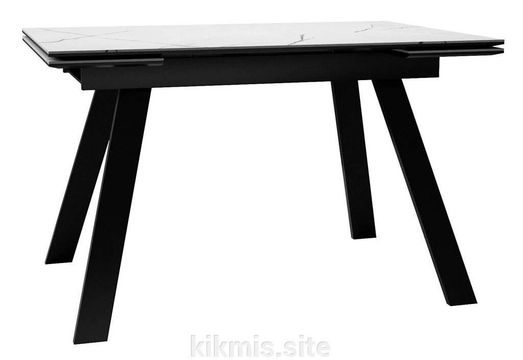 Стол DikLine SKL140 Керамика Белый мрамор/подстолье черное/опоры черные (2 уп.) от компании Интернет - магазин Kikmis - фото 1