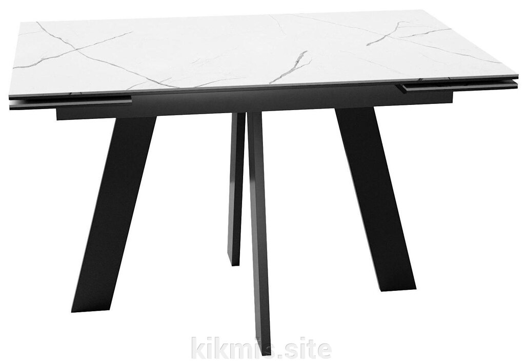 Стол DikLine SKM120 Керамика Белый мрамор/подстолье черное/опоры черные (2 уп.) от компании Интернет - магазин Kikmis - фото 1