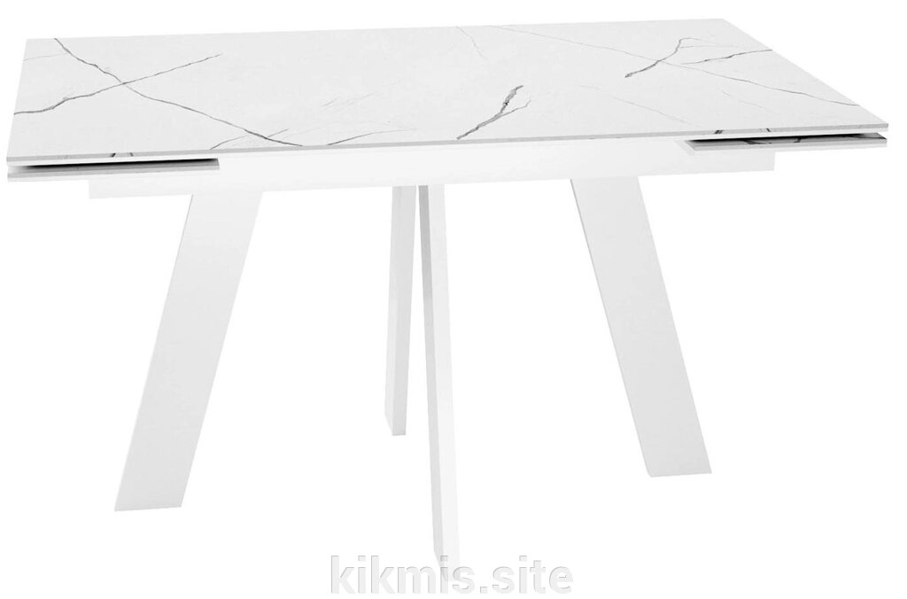 Стол DikLine SKM140 Керамика Белый мрамор/подстолье белое/опоры белые (2 уп.) от компании Интернет - магазин Kikmis - фото 1