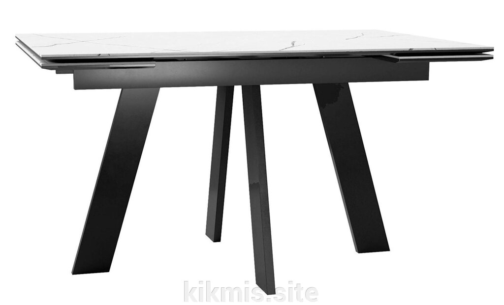 Стол DikLine SKM140 Керамика Белый мрамор/подстолье черное/опоры черные (2 уп.) от компании Интернет - магазин Kikmis - фото 1