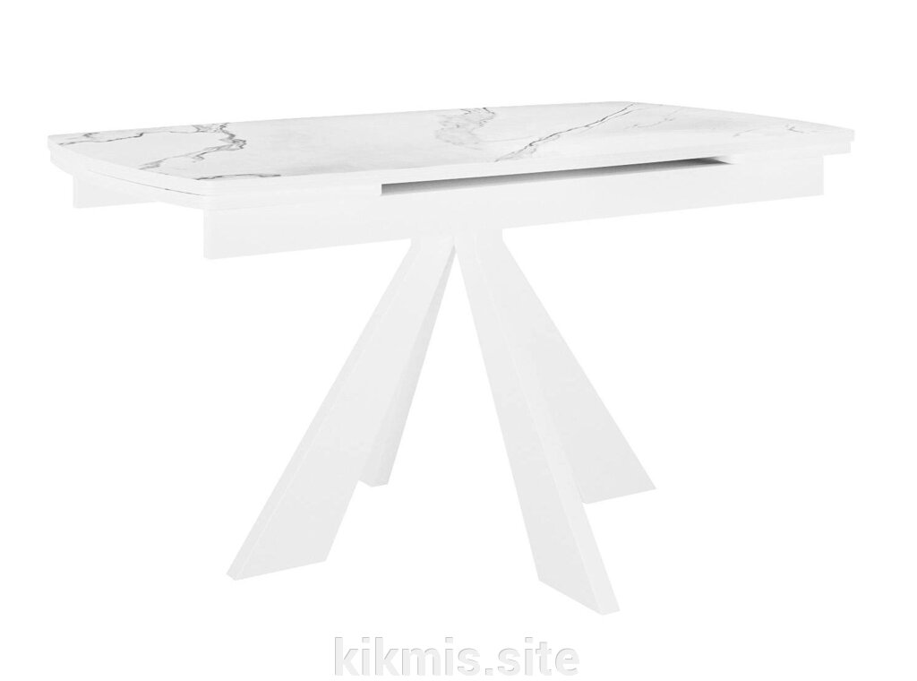 Стол DikLine SKU120 Керамика Белый мрамор/подстолье белое/опоры белые от компании Интернет - магазин Kikmis - фото 1
