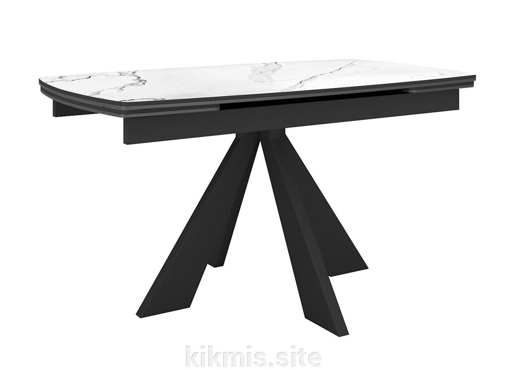 Стол DikLine SKU120 Керамика Белый мрамор/подстолье черное/опоры черные от компании Интернет - магазин Kikmis - фото 1