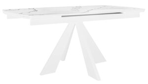 Стол DikLine SKU140 Керамика Белый мрамор/подстолье белое/опоры белые