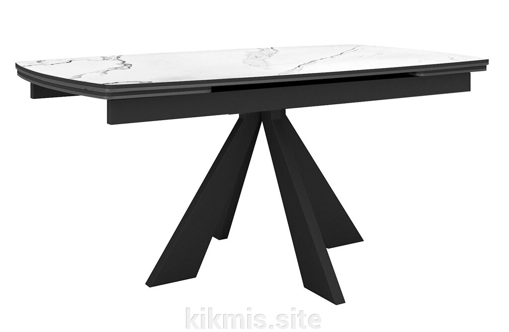 Стол DikLine SKU140 Керамика Белый мрамор/подстолье черное/опоры черные от компании Интернет - магазин Kikmis - фото 1