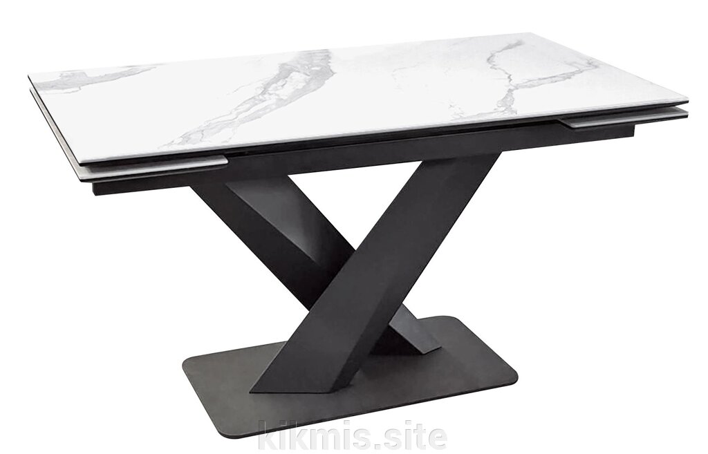 Стол DikLine SKX140 Керамика Белый мрамор/подстолье черное/опоры черные (3 уп.) от компании Интернет - магазин Kikmis - фото 1