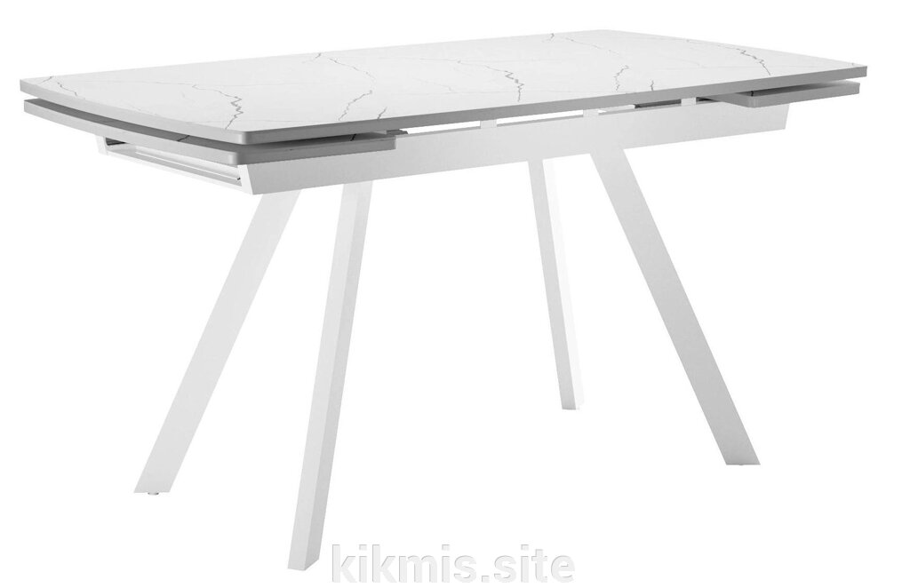 Стол DikLine UK120 Керамика Белый мрамор/подстолье белое/опоры белые от компании Интернет - магазин Kikmis - фото 1