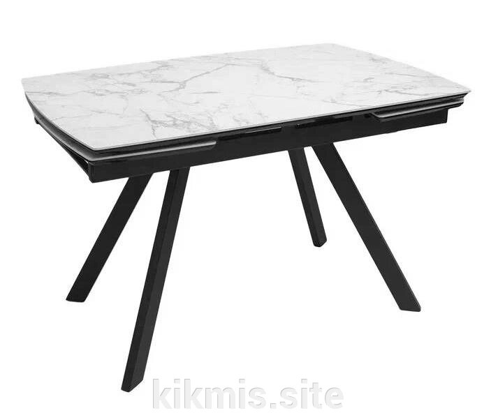 Стол DikLine UK120 Керамика Белый мрамор/подстолье черное/опоры черные от компании Интернет - магазин Kikmis - фото 1