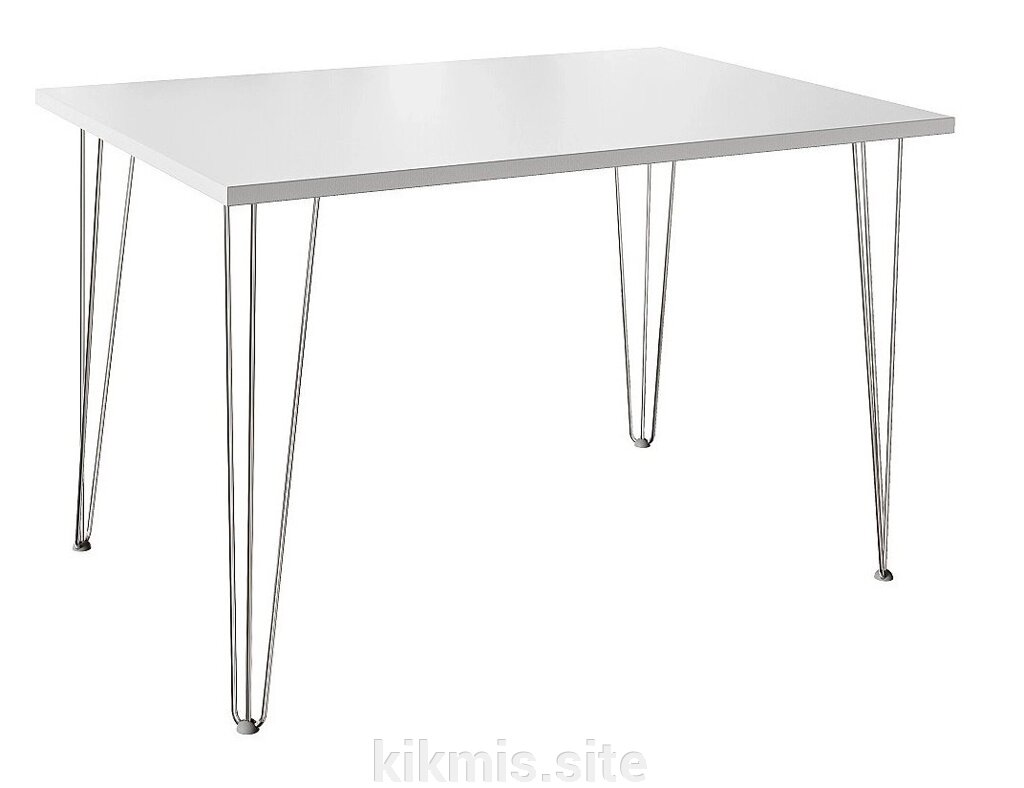 Стол для кафе Крис 120х75 ЛДСП белый\опоры хром от компании Интернет - магазин Kikmis - фото 1
