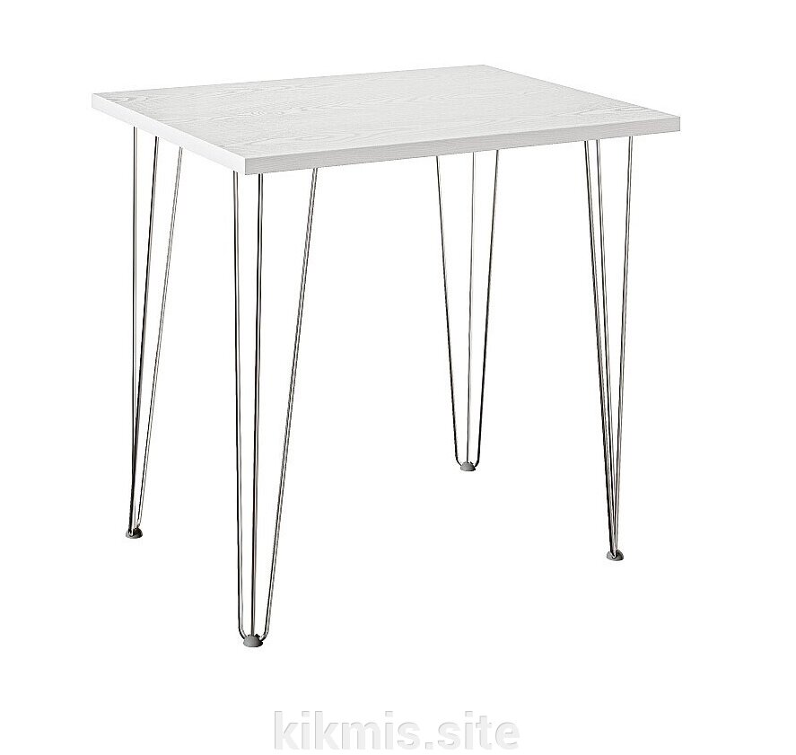 Стол для кафе Крис 800х590 ЛМДФ белый\опоры хром от компании Интернет - магазин Kikmis - фото 1