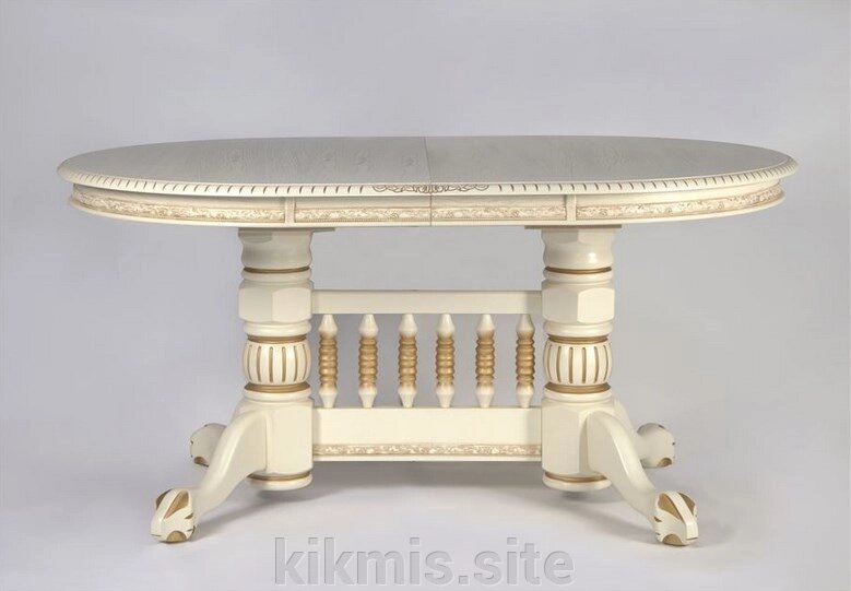 Стол обеденный овальный Азия (слоновая кость, патина золото) от компании Интернет - магазин Kikmis - фото 1