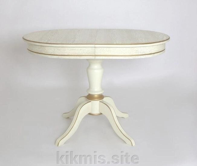 Стол обеденный овальный "Капелла" (эмаль 11+ патина золото+ патина/шпон дуба) RB от компании Интернет - магазин Kikmis - фото 1