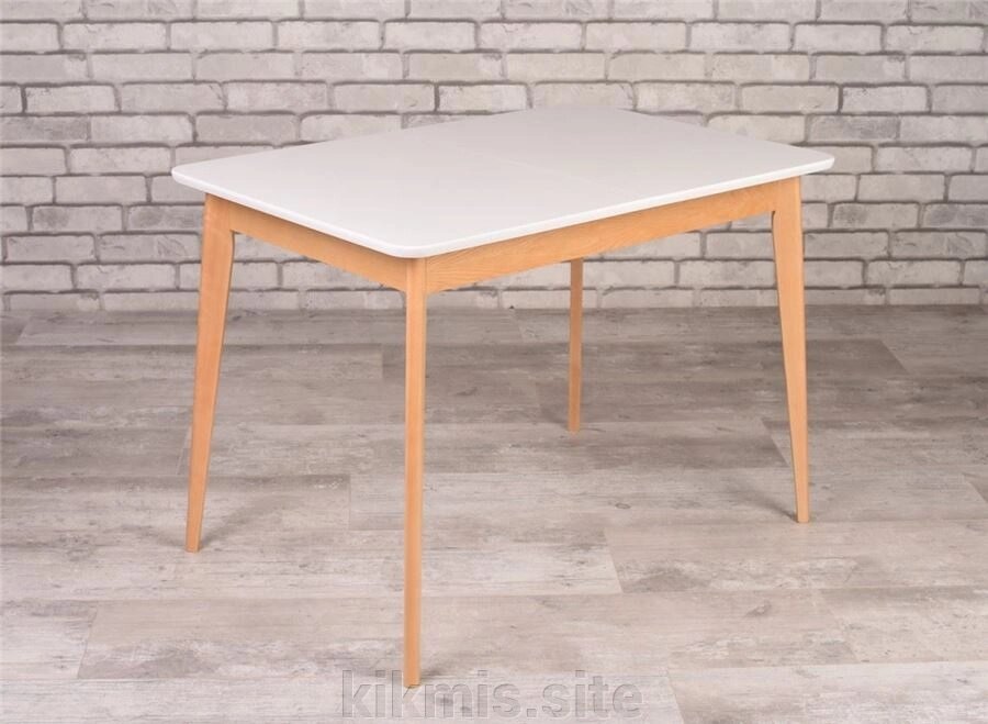 Стол обеденный прямоугольный Рэй-1200 (80х120(155) х75 натуральный/белая эмаль) RB от компании Интернет - магазин Kikmis - фото 1