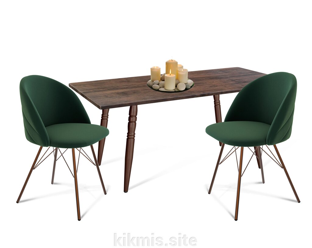 Стол со стульями SHT-DS117 лиственно-зеленый/медный/палисандр от компании Интернет - магазин Kikmis - фото 1