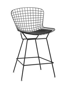 Стул полубарный Stool Group Bertoia Черный/Черная подушка