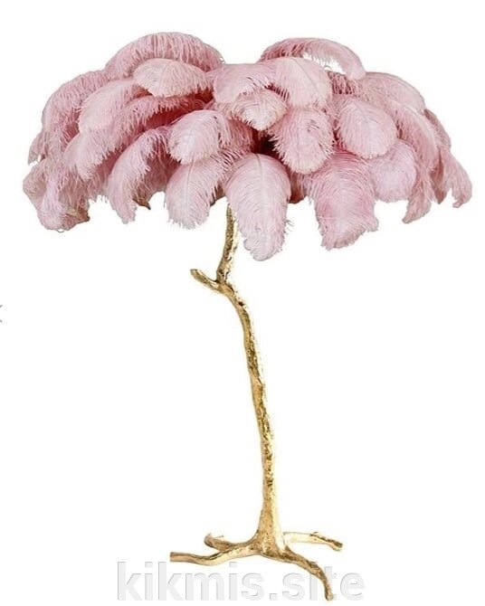 Торшер со страусиными перьями розовый от компании Интернет - магазин Kikmis - фото 1