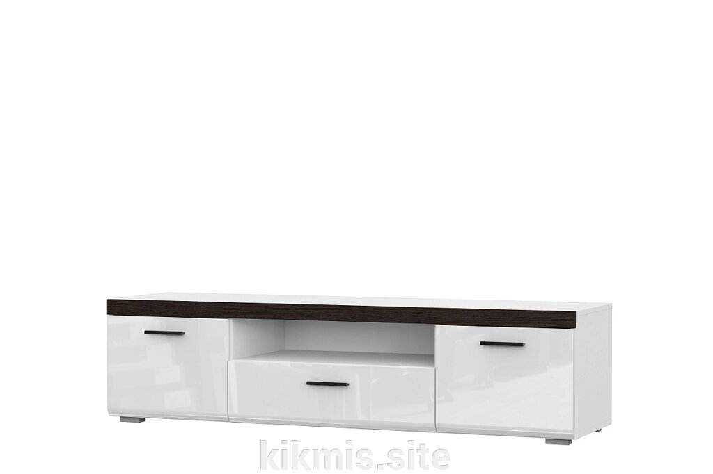 Тумба для телевидеоаппаратуры SV-мебель Модульная система Соло Белый/Белый глянец-Венге от компании Интернет - магазин Kikmis - фото 1