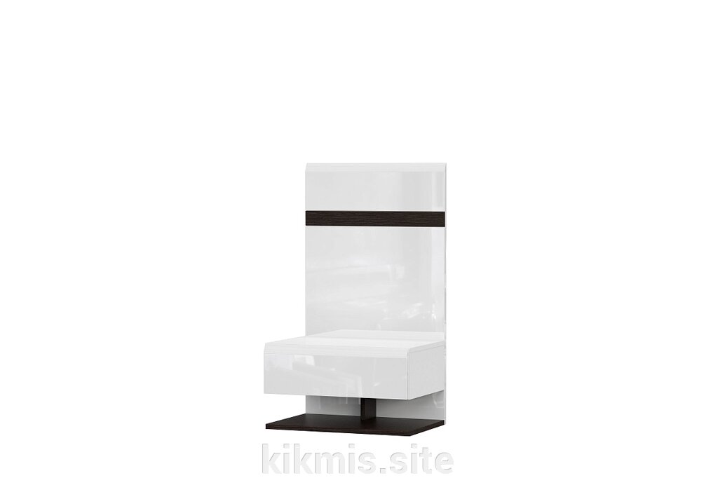Тумба прикроватная со щитом SV-мебель Модульная система Соло Белый/Белый глянец/Венге от компании Интернет - магазин Kikmis - фото 1