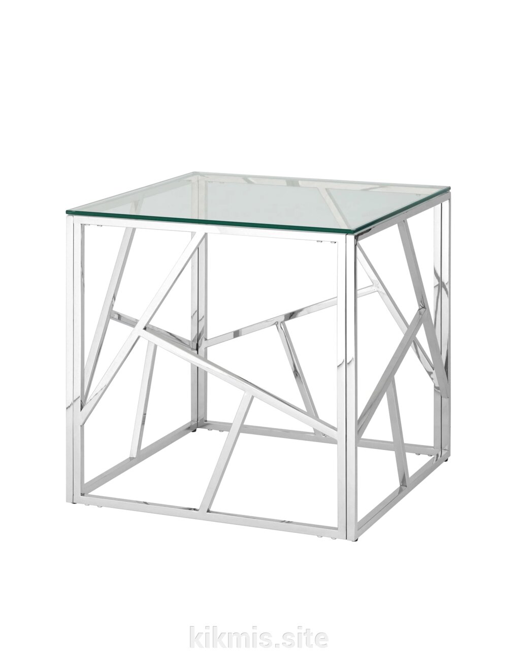 Журнальный столик Stool Group АРТ ДЕКО 55х55 Прозрачное стекло/Сталь серебро от компании Интернет - магазин Kikmis - фото 1