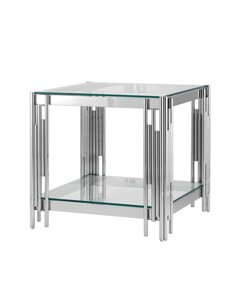 Журнальный столик Stool Group ГЭТСБИ 55*55 Прозрачное стекло/Сталь серебро