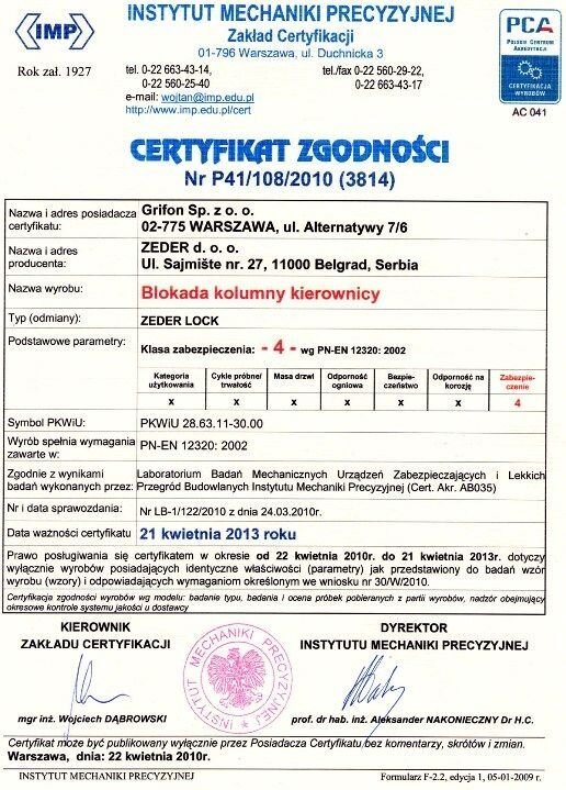 Certificat Polsko