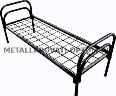 Кровать металлическая односпальная С-1- недорогая кровать для рабочих, строителей, общежития, лагеря, турбазы, хостела от компании "Вся мебель оптом" - фото 1