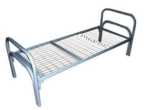Кровать железная одноярусная усиленная - С-2У1 - кровать для санатория, турбазы, детского лагеря, больницы, общежития 190 80