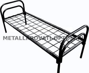 Кровать металлическая односпальная С-1- недорогая кровать для рабочих, строителей, общежития, лагеря, турбазы, хостела