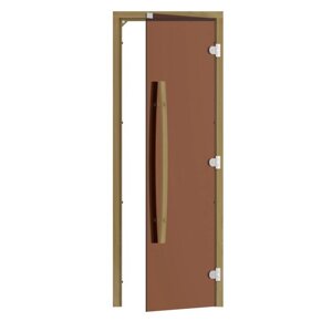 Дверь для бани Sawo 741-3SGD-R-1 (7х19, бронза, правая, без порога, с вертик. ручкой 558, кедр)