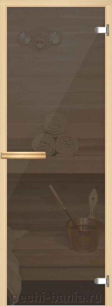 Дверь для сауны АКМА Aspen M 7х19 (серое, 8 мм, коробка осина, арт. 214M) от компании ООО "Ателье Саун" - фото 1