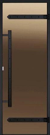 Дверь для сауны Harvia LEGEND 7х19 (стеклянная, бронза, черная коробка сосна), D71901МL от компании ООО "Ателье Саун" - фото 1