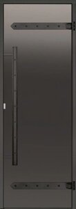 Дверь для сауны Harvia LEGEND 7х19 (стеклянная, серая, черная коробка сосна), D71902МL
