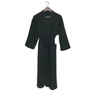 Халат кимоно для бани женский Linen Steam Уголь (р. 44-46, чёрный, 100% лён)