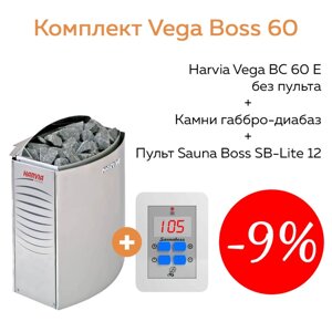 Комплект Vega Boss 60 (печь Harvia BC60E + пульт SB-Lite 12 + камни габбро-диабаз 20 кг)