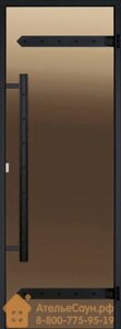 Дверь для сауны Harvia LEGEND 8х19 (стеклянная, бронза, черная коробка сосна), D81901МL