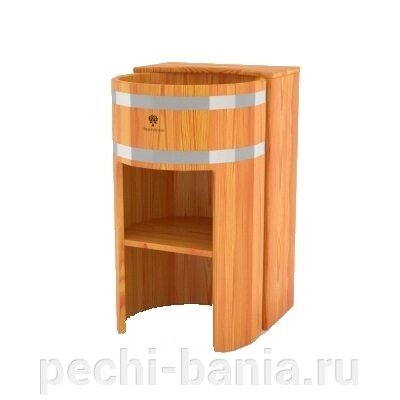 Умывальник-стойка BentWood из натуральной лиственницы прямая (D = 0,5 м H = 0,85 м) от компании ООО "Ателье Саун" - фото 1