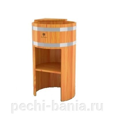 Умывальник-стойка BentWood из натуральной лиственницы угловая (D = 0,5 м H = 0,85 м) от компании ООО "Ателье Саун" - фото 1