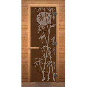 Дверь для бани и сауны LK дс бронза матовая "бамбук" правая (8мм) (бук)