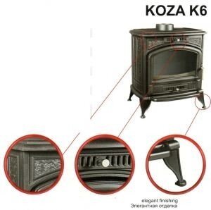 Печь камин Kratki Koza K6/W с водяной рубашкой для подключения радиаторов - опт
