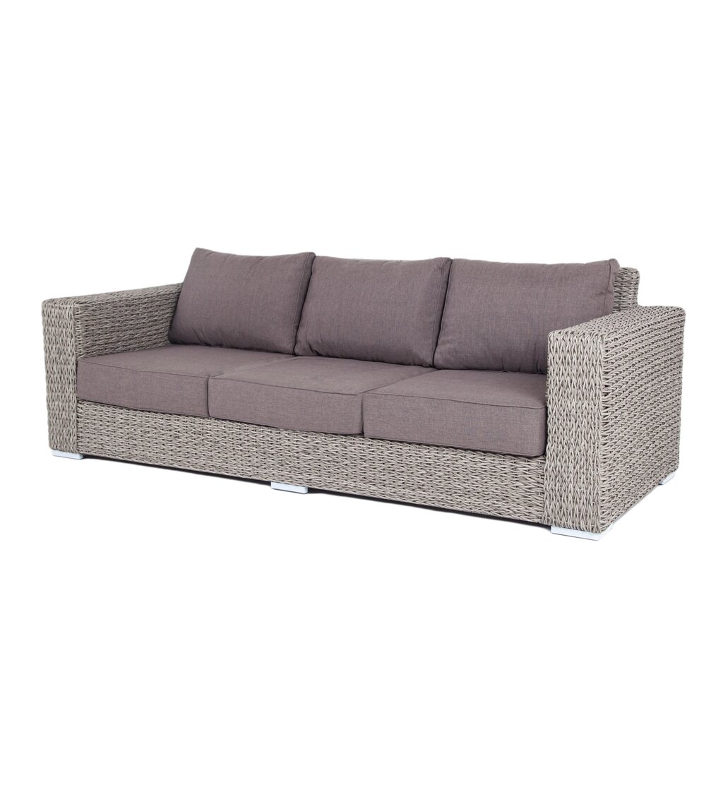 "Боно" диван из искусственного ротанга (гиацинт) трехместный, цвет серый от компании Мебельный интернет-магазин «Solo» - фото 1