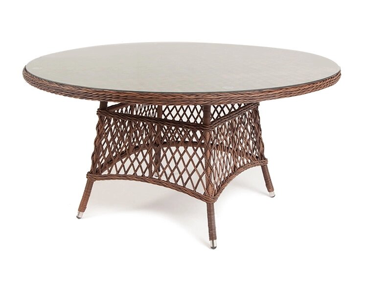 "Эспрессо" плетеный круглый стол, диаметр 150 см, цвет коричневый от компании Мебельный интернет-магазин «Solo» - фото 1