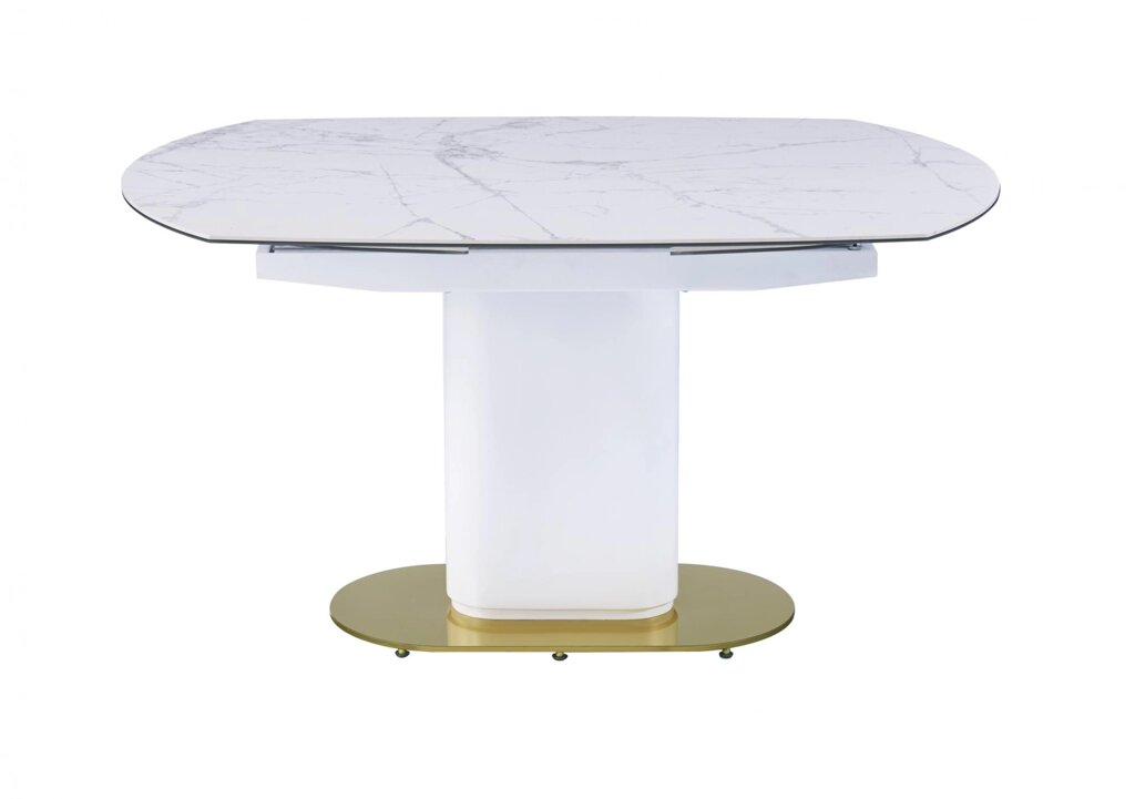 IST-CASA Стол обеденный раскладной Атриум MC22122DT, 140/200х100х76 cм, белый мрамор от компании Мебельный интернет-магазин «Solo» - фото 1