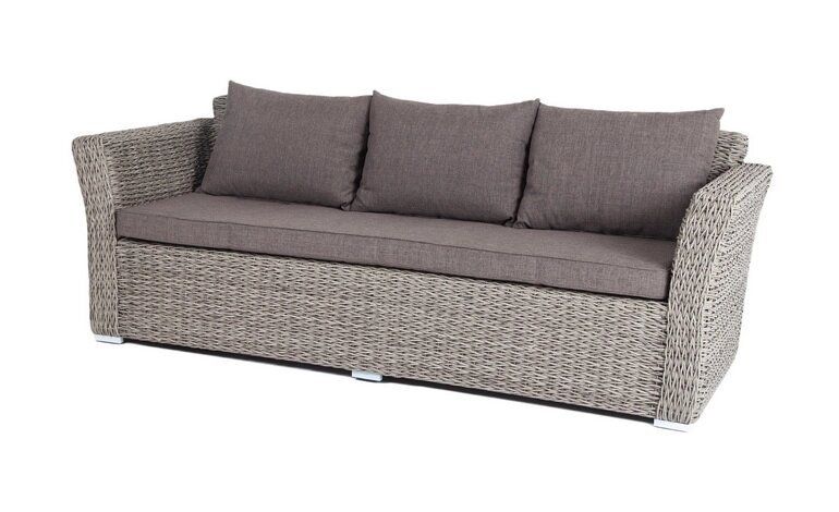 "Капучино" диван из искусственного ротанга (гиацинт) трехместный, цвет серый от компании Мебельный интернет-магазин «Solo» - фото 1