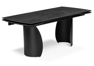 Керамический стол Мебель России Готланд 160(220)х90х79 черный мрамор / черный