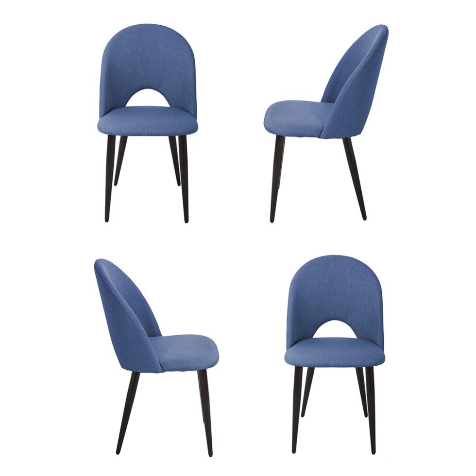 Комплект из 4-х стульев Cleo голубой с черными ножками от компании Мебельный интернет-магазин «Solo» - фото 1