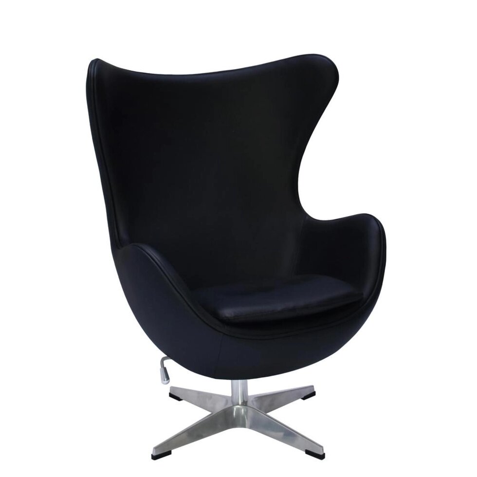 Кресло EGG CHAIR чёрный, натуральная кожа от компании Мебельный интернет-магазин «Solo» - фото 1