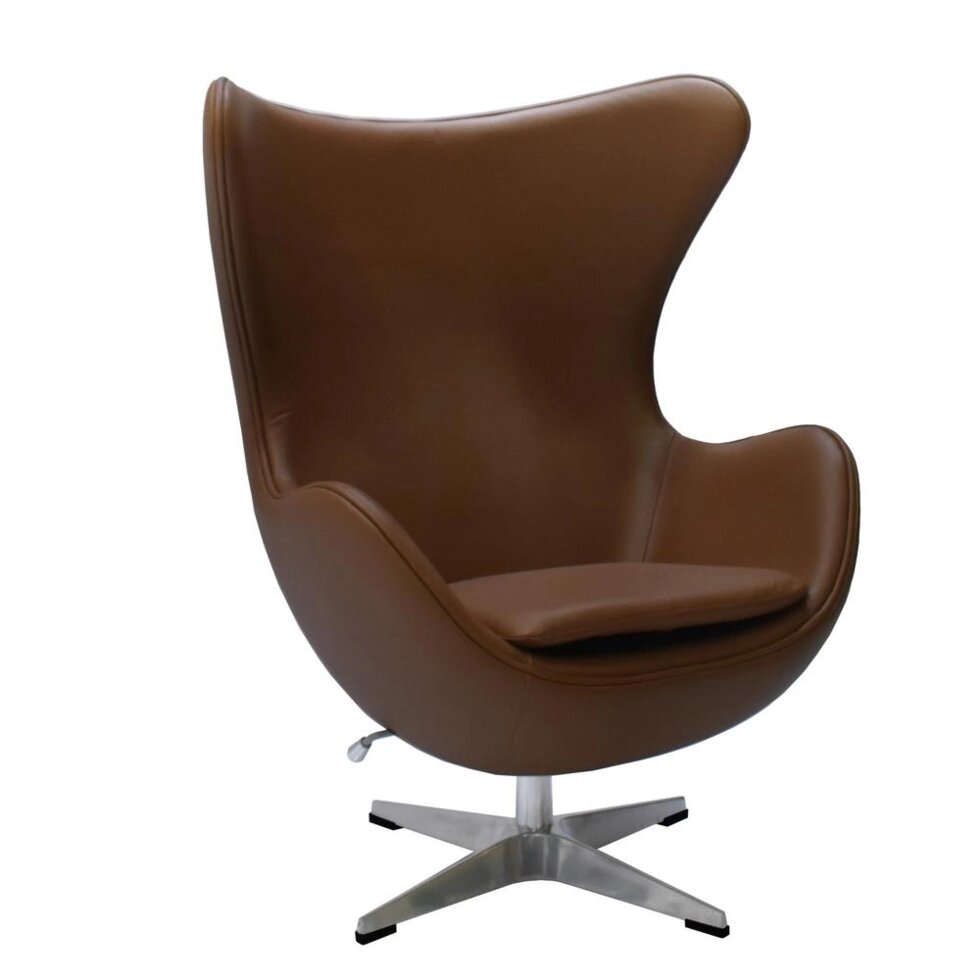 Кресло EGG CHAIR коричневый, натуральная кожа от компании Мебельный интернет-магазин «Solo» - фото 1