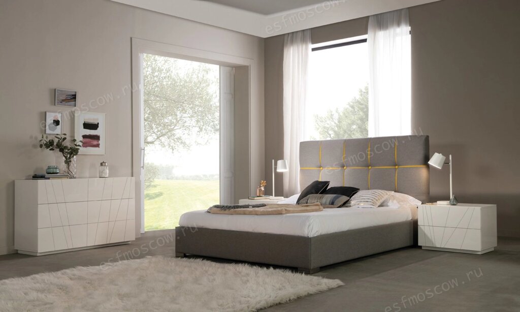 Кровать DUPEN 650 VERONICA LIGHT GREY-YELLOW от компании Мебельный интернет-магазин «Solo» - фото 1