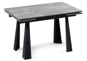 Обеденный стол Мебель России Бэйнбрук 120(180)х80х76 серый мрамор / графит
