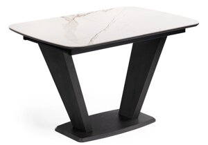 Керамический стол Мебель России Петир 120х80х75 белый мрамор / графит / темный камень
